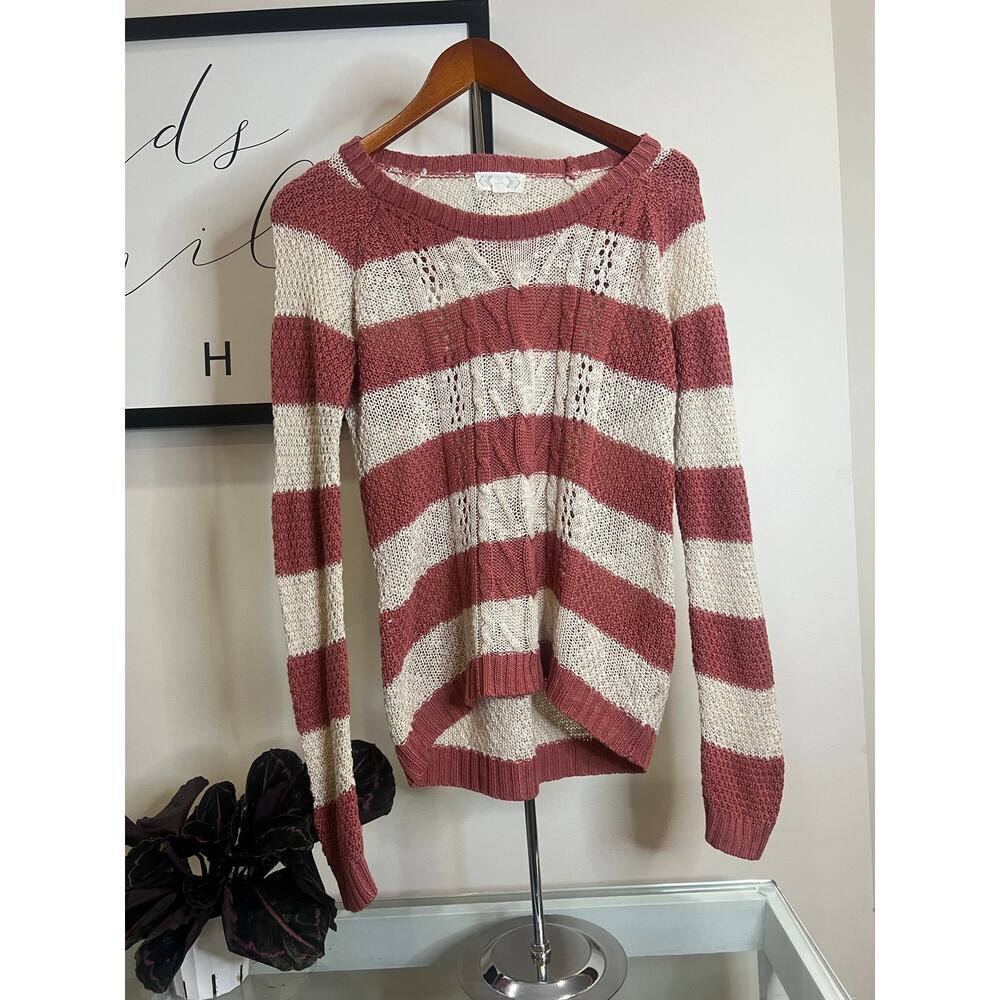 Pink Rose Pink & Cream Cotton Sweater